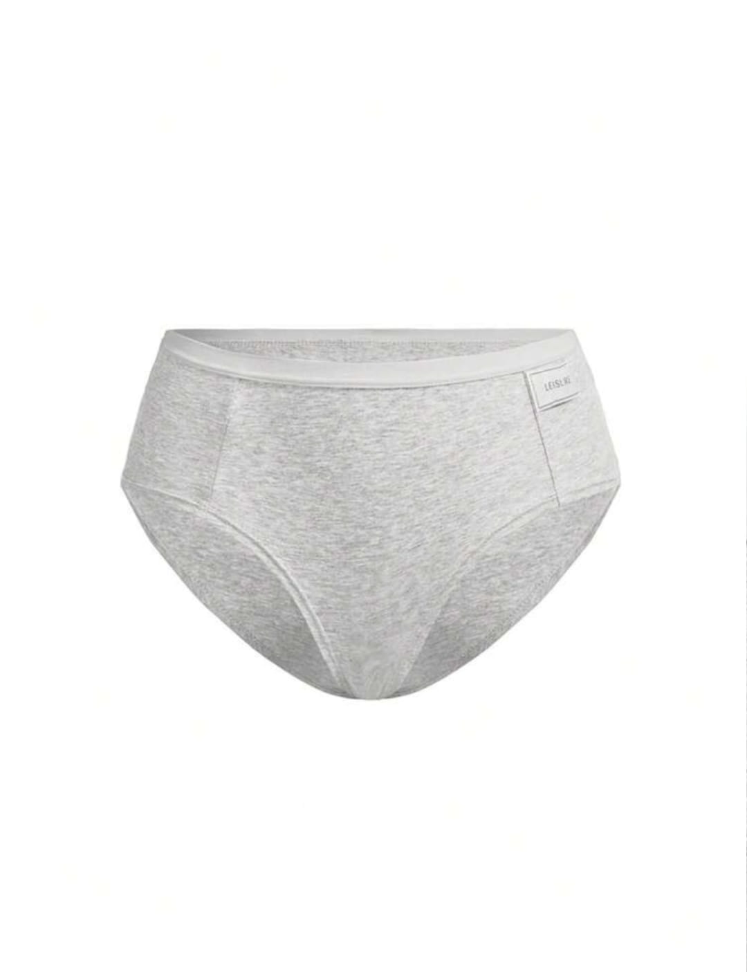 Women's Soft Cotton Stretch Heather Grey Hipster Panties with LEISURE Logo Patch